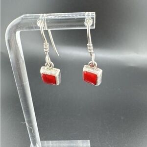 Mexico 925 Coral Dangle Earrings
